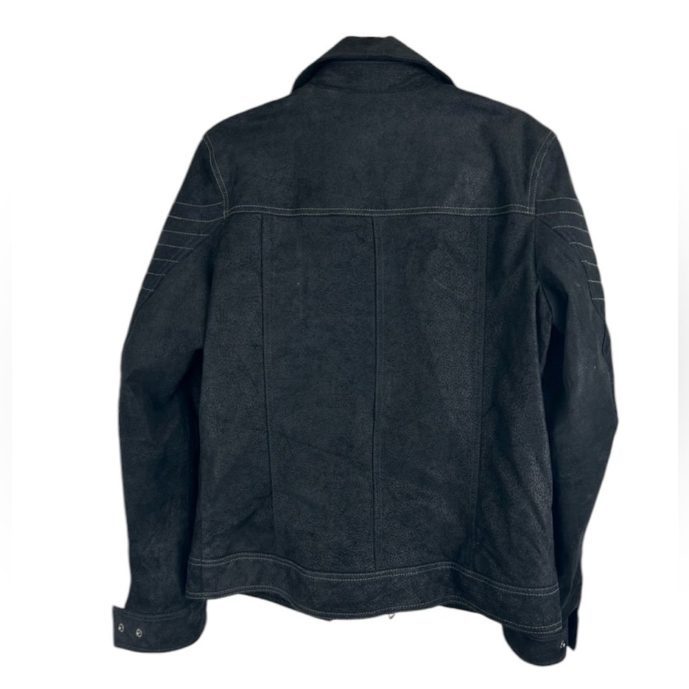 Vintage Wilson Jacket size small Black Motorcycle Suede Genuine Leather Zip up - Picture 9 of 10